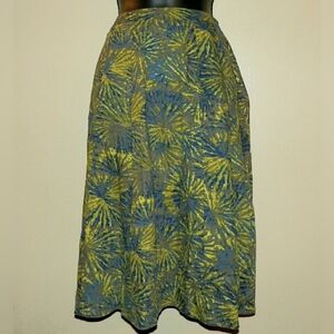 COLDWATER CREEK Blue/Yellow Ruffled A-line Skirt